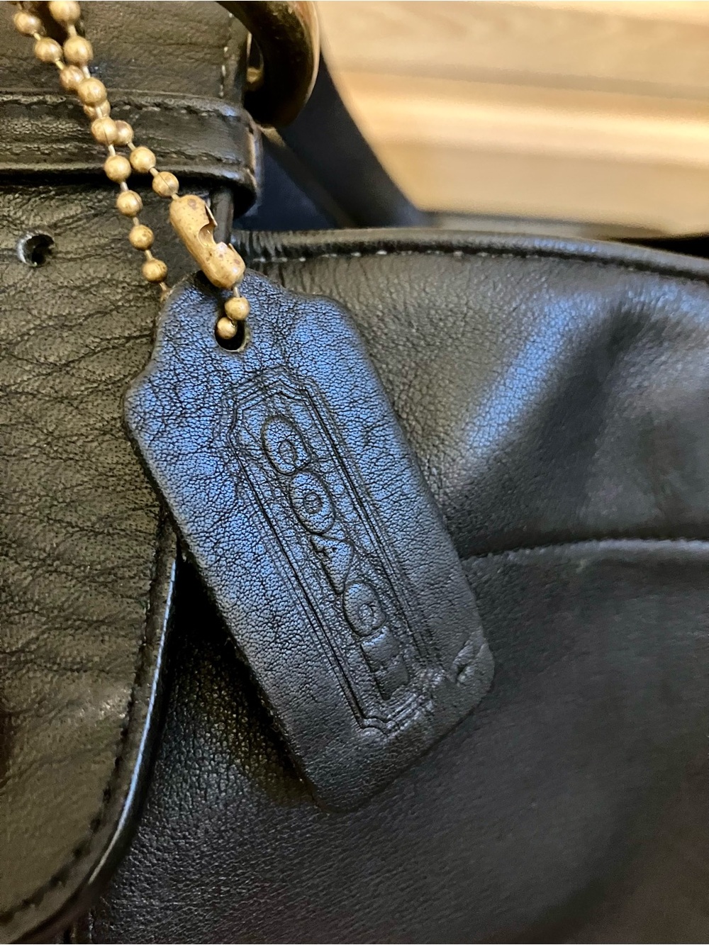 Coach Black Leather Large Shoulder Tote with Brass Hardware - Picture 4 of 10